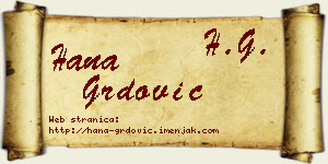 Hana Grdović vizit kartica